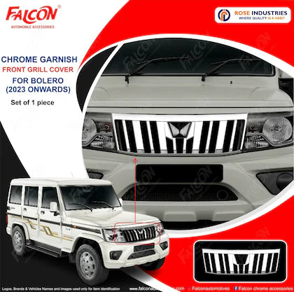 FALCON CAR FRONT GRILL COVER / GARNISH IN CHROME FOR BOLERO 2023 ONWARDS
