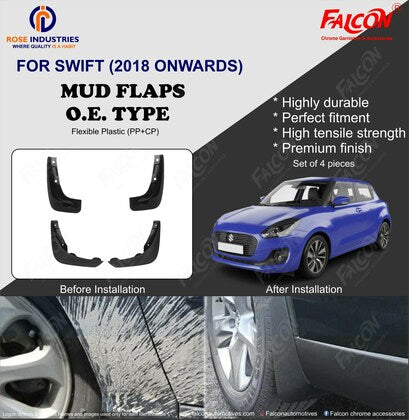 FALCON O.E. Type CAR MUD FLAP FOR MARUTI SUZUKI SWIFT 2018 ONWARDS